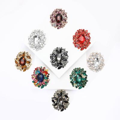 Fashion Alloy Rhinestone Medium Glass Brooch Exquisite High-End Women'S Suit Dress Corsage Jewelry Pin