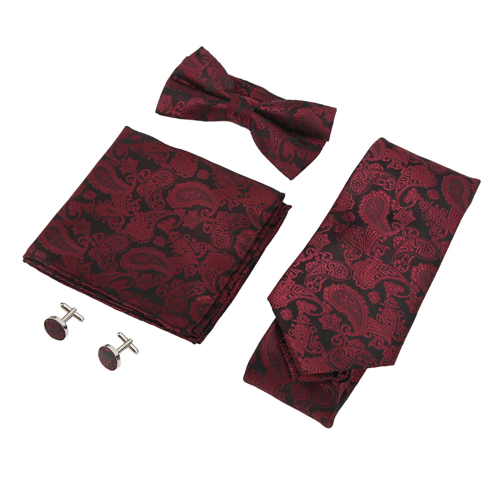 

Мужской комплект галстуков, классический стильный изысканный текстурный комплект галстуков, носовой платок, галстук-бабочка, запонки для