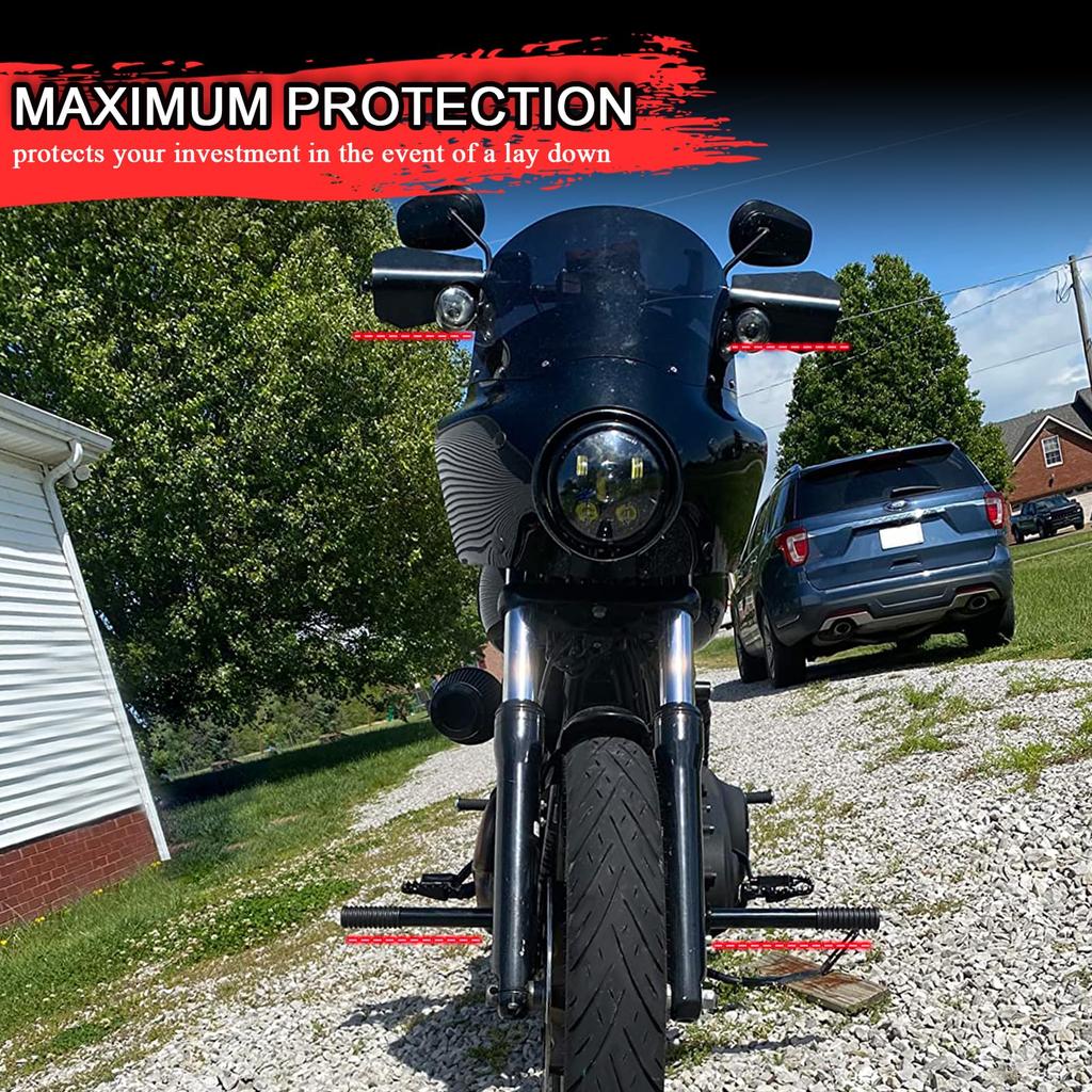 WOWTK Highway Peg Crash Footpeg Engine Guards for Harley DynaMid Control Models Street Bob Fat Bob Low Rider Wide Glide Gloss Black Bars/Highway