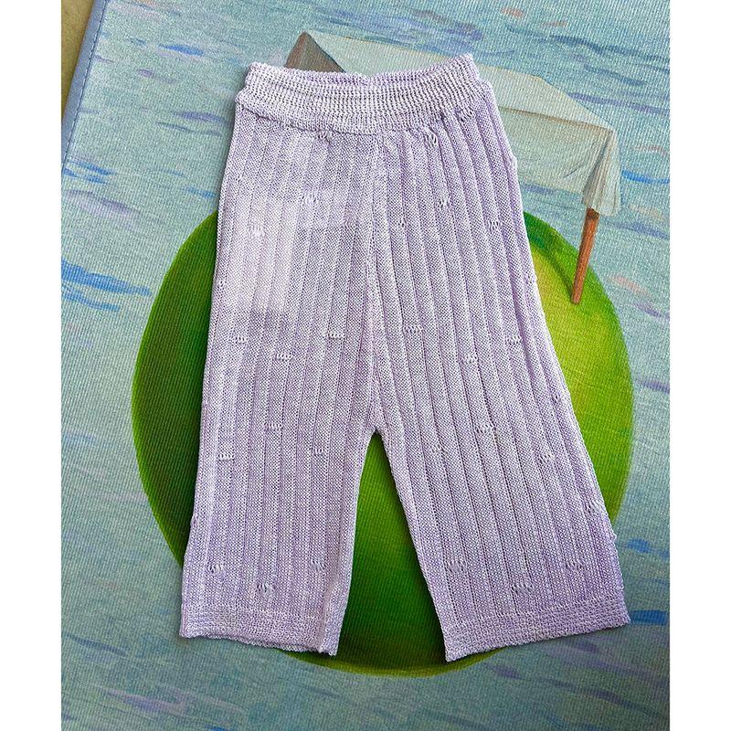 

Foreign Trade Original Order RUV * E Ultra-Thin Short sleeve Fashion Slimming Knitting Suit Long sleeve Knit + Knitted Long Shorts Purple Bottoms M