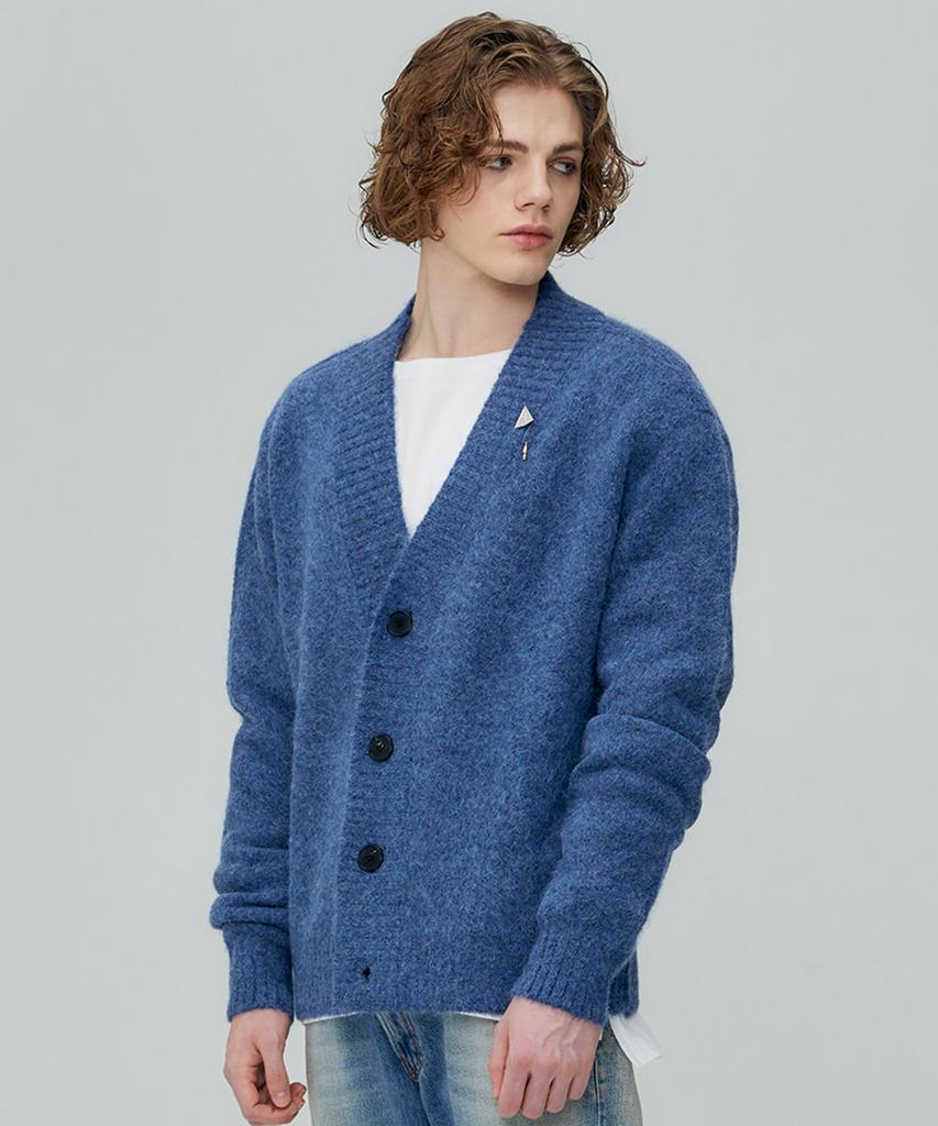 Finsdruck Alpaca Hairy Cropped Cardigan (Misty Blue)