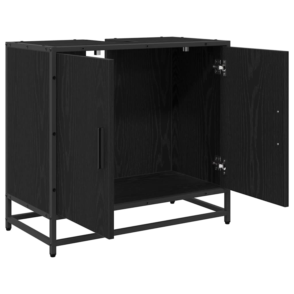 Washbasin Cabinet with Door Black Oak Effect 65 x 33 x 60 cm