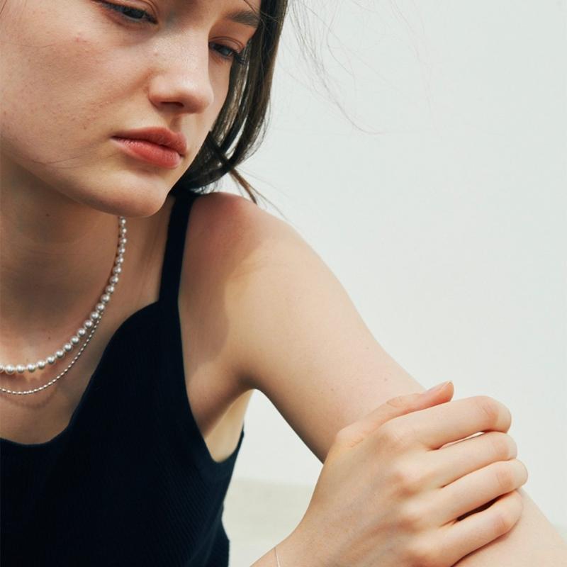 VERTE 925 Silver Mini Rizi Necklace   un.Silver.101