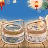 Moon Cake Basket Decorative Large Capacity Hand Made Storage Food Round Colorful Print
