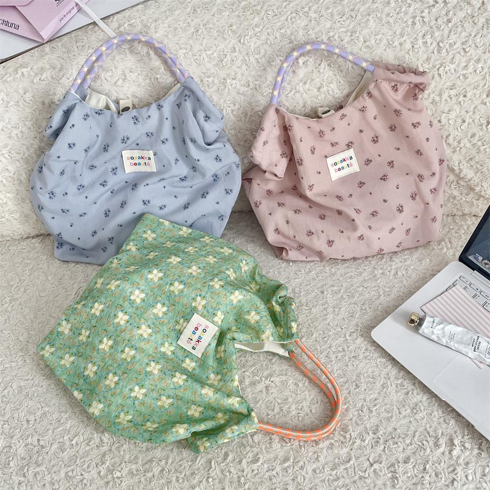 Summer plaid large-capacity shoulder bag portable tote bag shopping bag rope shoulder bag women