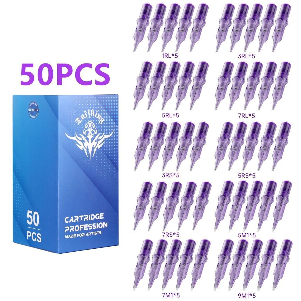 Purple Integrated Tattoo Needle, Cutting Thread and Fogging 20 Pcs Tattoo Tattoo Tattoo Embroidery, Blue Crescent Moon, Purple Needle Tattoo Equipment