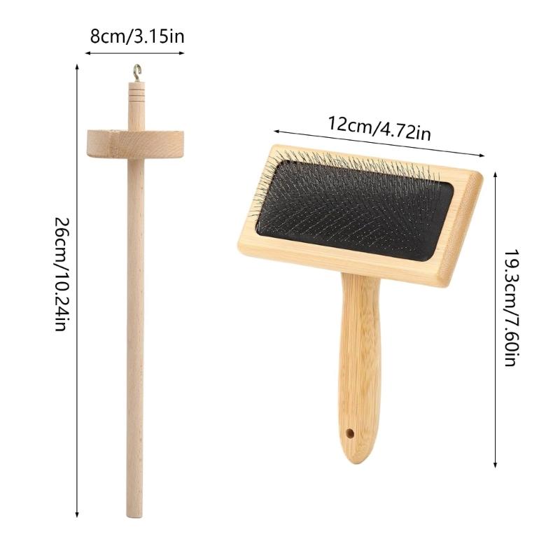 2PCS Plane Wood Fleece Carders And Drop Rod Set For Craft Felting Projects With Even Twirling Equipment