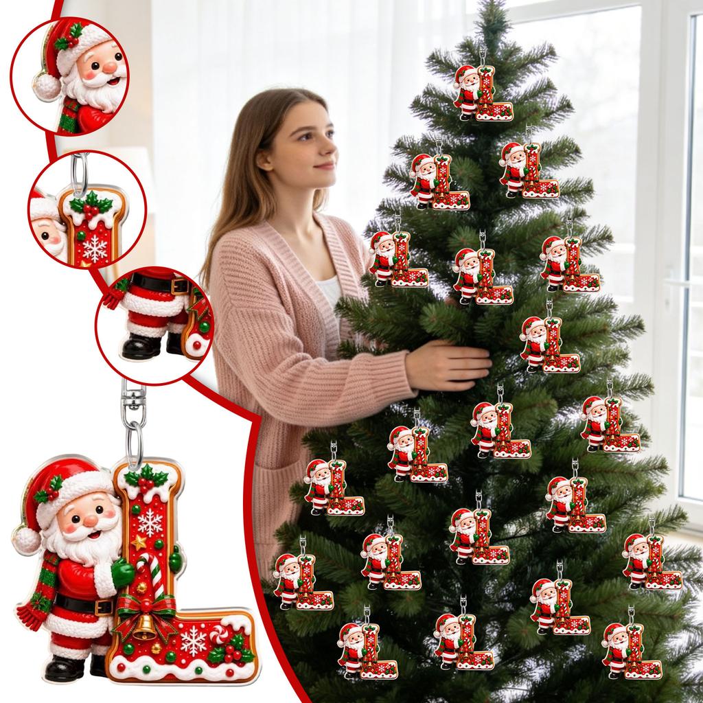 26 Letter Christmas Ornaments Set, 2D Hanging Decorations, 0.33 Thick