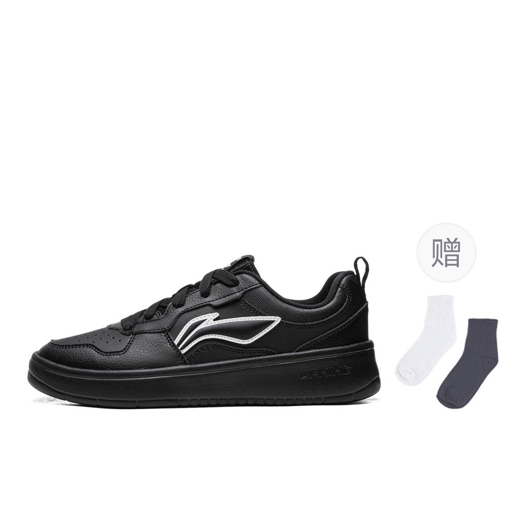 Li Ning First Cloud Synthetic Leather Low Top Skateboard Shoes Women's Black AGCV190-9