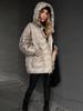 Women's Stand Up Collar Hooded Long Sleeved Zipper Glossy Thick Jacket for Winter