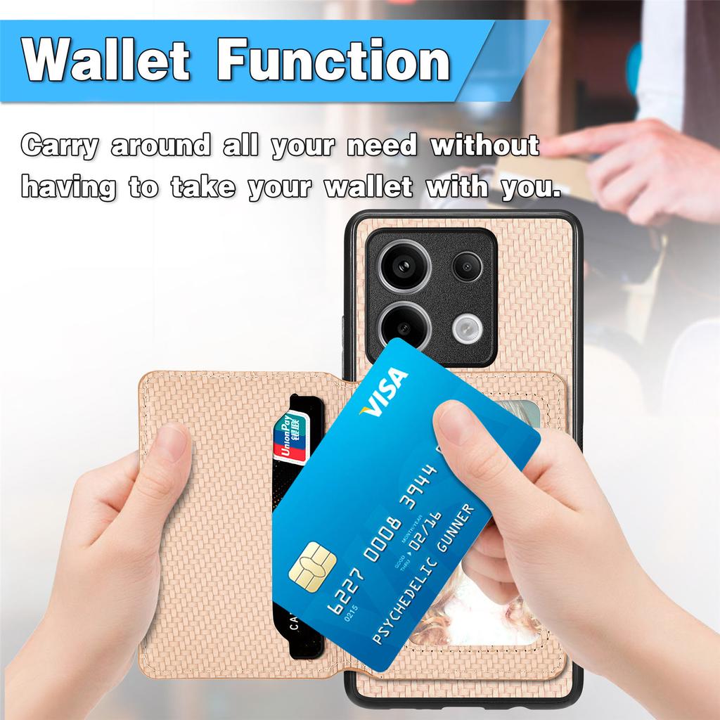 For Xiaomi Redmi Note 13 Pro 5G/Poco X6 5G Case Slim-Fit Kickstand Carbon Fiber Texture Protective Shell