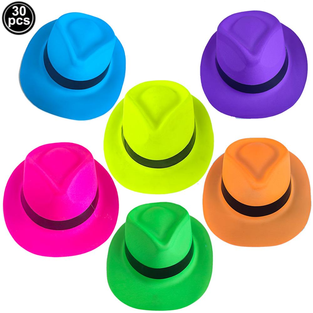 6 12 24 30 ks Neonové párty potřeby Neonové formální klobouky Svítí ve UV světle Párty fluorescenční klobouk UV světlo Párty dekorace Dospělí 5