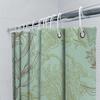 Modern Flower Shower Curtain, Waterproof Fabric Decorative Bathroom Curtains For Home Decoration Aqua Green With Gold Print