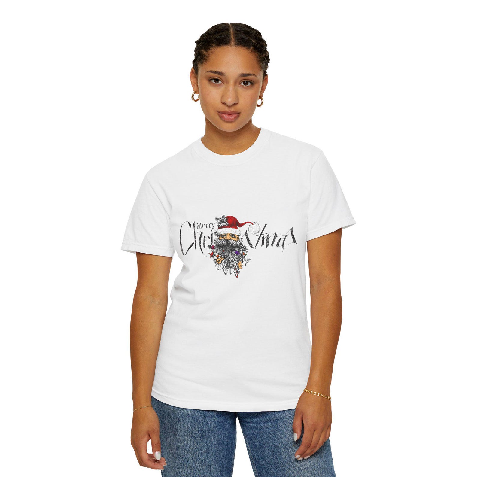 Merry Christmas Snowman Santa Hat T-shirt | Holiday Illustration 3XL
