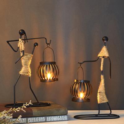 Вінтажний свічник Home Decor Залізний свічник у формі дівчини Декоративна свічка у формі ліхтаря