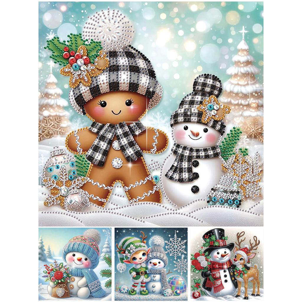 Snowman 5D DIY Diamond Art Painting Kits for Home Wall Decoration Special Shape Partial Drill Dimond Art Paintings 11.81x11.81in