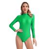 Body Feminino Manga Longa Gola Alta Cor Sólida Zíper nas Costas Elástico Collant Ginástica Acrobacia Dança