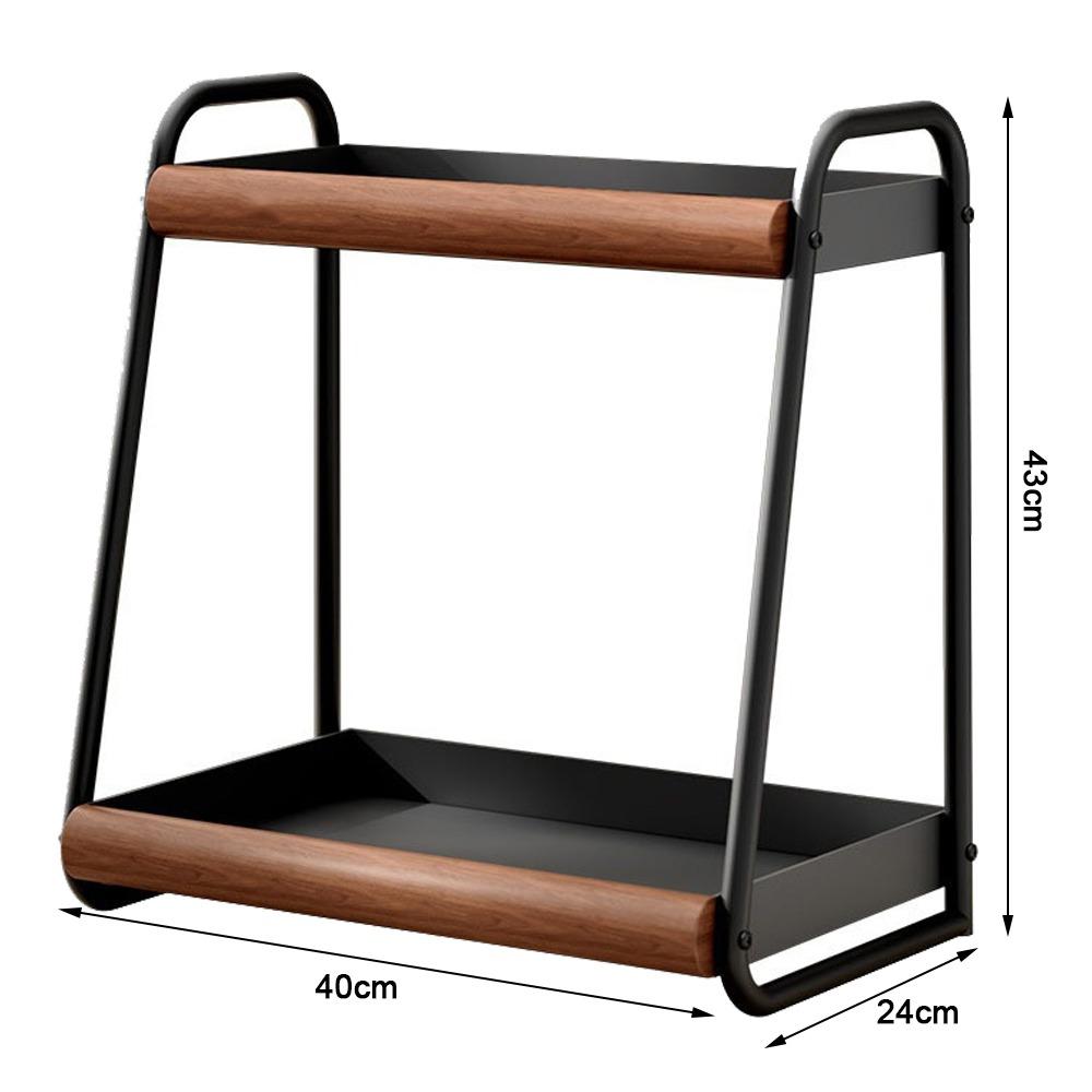 Double-Layer Seasoning Stand Solid Wood Kitchen Organizer Condiment Storage  Home Rack