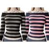 Women Long Sleeve Shirt Striped Off-Shoulder Tops Casual Pullover for Fall Club Streetwear Aesthetic Clothes