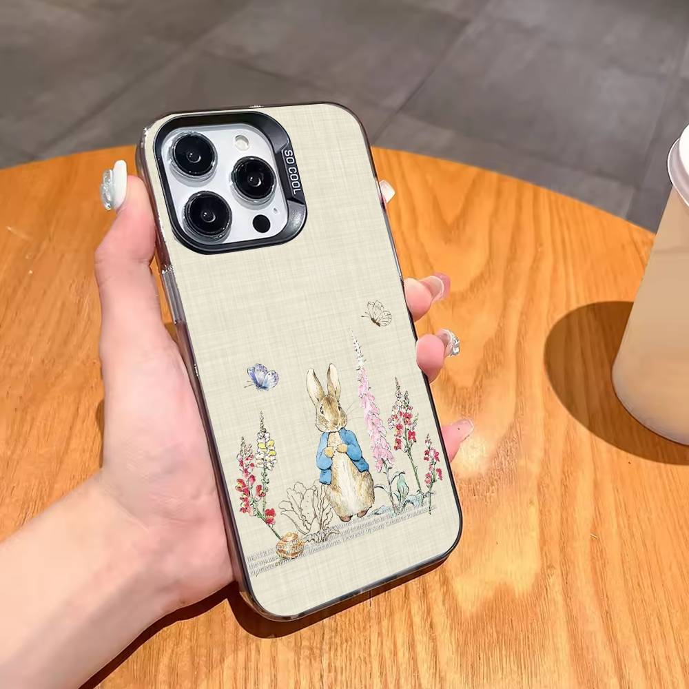 Cute P-Peter Rabbit Phone Case For iPhone17,16,15,14,13,12,11,Pro,MAX White Matte Shockproof Cover