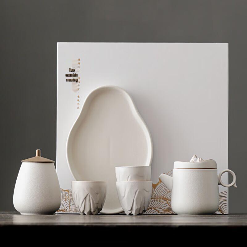 Dehua White Porcelain Portable Tea Gift Set - 6 Pieces