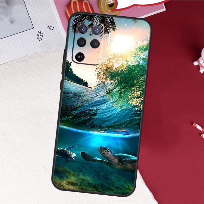 Cute Cartoon Turtles Case For Oppo A17 A57 A77 A74 A54 A94 A78 A98 A18 A60 A80 A40 A38 A58 A96 A76 A16 A15 A5 Pro