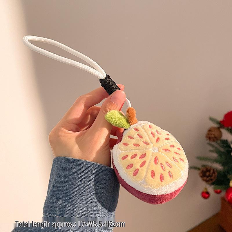 Creative Cartoon Fruit and Vegetable Keychain: Cute Kiwi and Dragon Fruit Plush Pendant Ornament