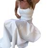 White suspender dress European and American summer new pleated long dress pure cotton dress women