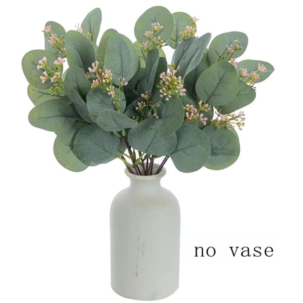 5/10pcs Artificial Plants Eucalyptu Leaves Festival Floral Bouquets Wedding Bridal Holiday Greenery Home Vases Table Room Decor
