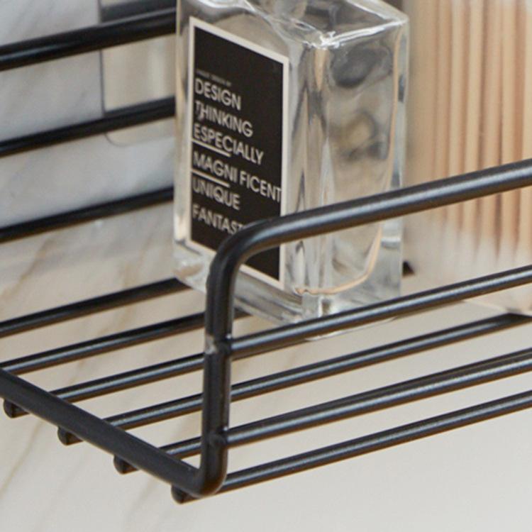 Wrought Iron Bathroom Storage Shelf Wall Hanging Shower Gel Storage Shelf Square Perforation-free Seamless Finishing Shelf Storage Shelf