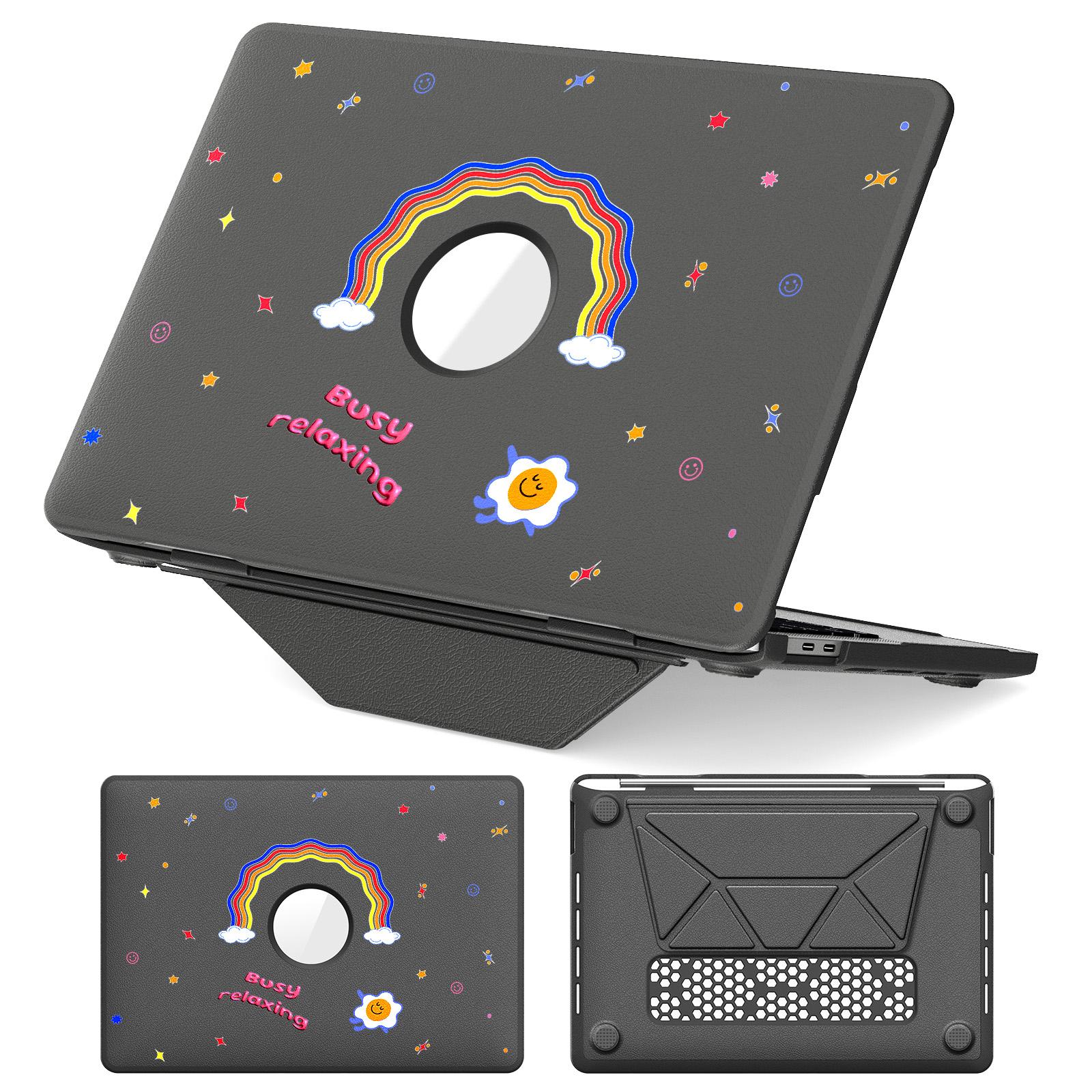 

Pattern Printing Laptop Case for MacBook Pro 13 inch (2020)/(2019)/(2018)/(2017)/(2016) Notebook Kickstand Cover Rainbow Grey