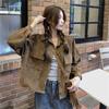 Korean Style Retro Corduroy Lapel Cardigan for Women - Spring/Autumn 2026 Trendy Design