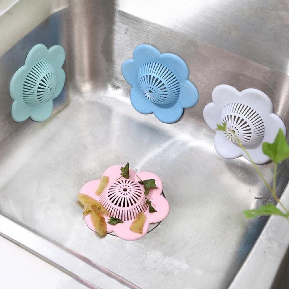 4Pcs Soft Flower Sink Strainer Silicone Hair Stopper Shower Hair Filter Floor Drain Covers  Kitchen
