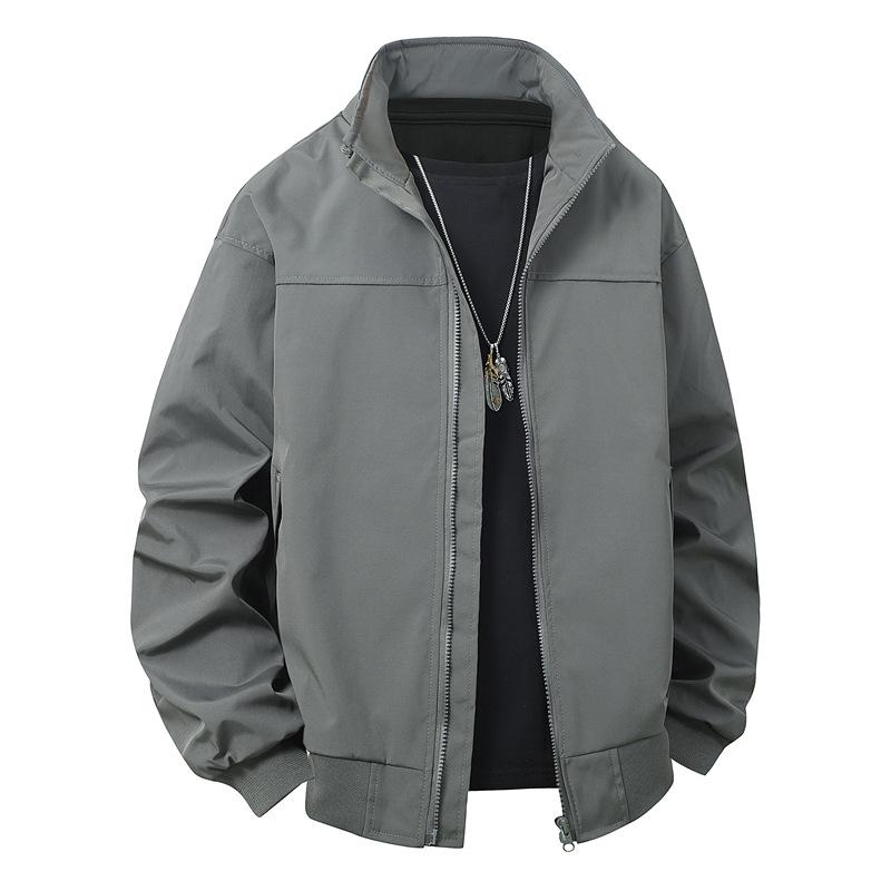 

Spring and autumn new jackets, men s flight jackets, fashionable and simple, high stand-up collars, versatile cargo jackets, ruffian jackets 2XL