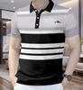 202 men's Korean version printed POLO shirt short-sleeved business lapel POLO shirt casual striped POLO shirt short-sleeved top