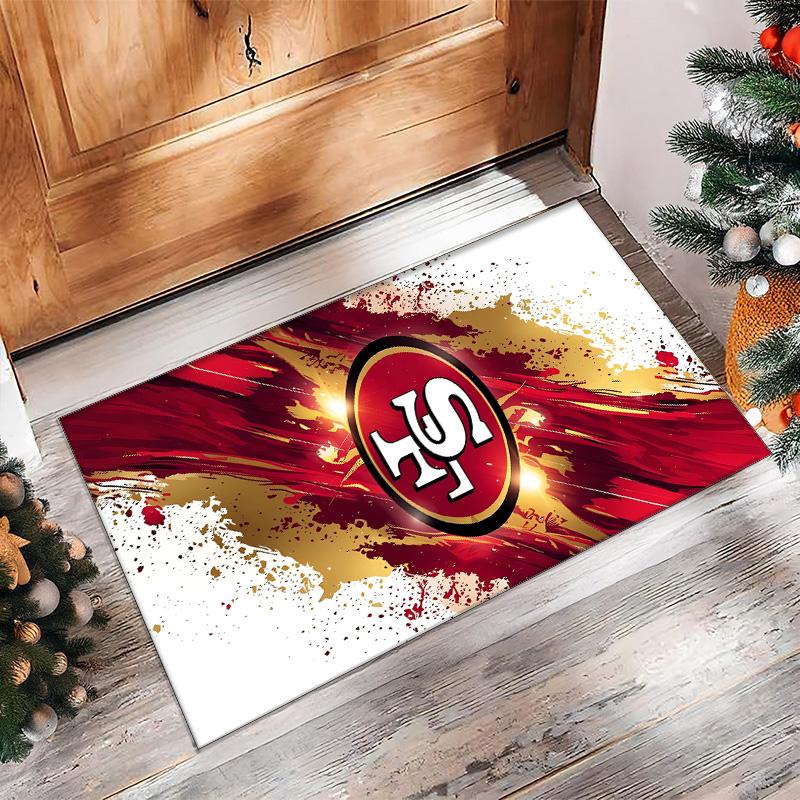San Francisco 49ers Kristall-Samt-Teppich Weich Anti?Rutschfeste Fußmatte Bequemer Wohnzimmer Schlafzimmer Dekor Teppich