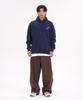 Graffiti Wide Shoulder Hoodie [Non-Fleece]_Navy