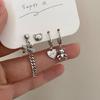 Heart-shape Drop Dangle Earrings Aesthetic Metal Ear Buckles Cherry Zircon Bear Rabbit Tassel Earring Asymmetry Jewelry