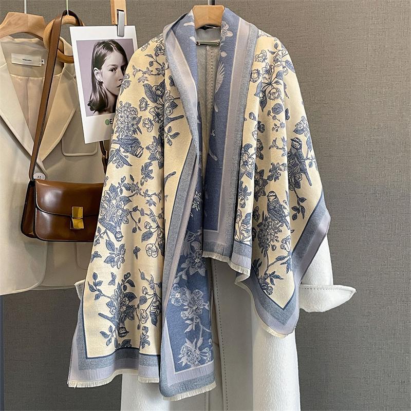 Winter Warm Cashmere Scarf for Women Luxury Pashmina Shawl Wrap Neckerchief Female Bufanda Echarpe Design Poncho Stoles