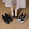 Fashion Women's new spring and autumn square toe with increased height, mid heel, large metal belt buckle, Mary Jane single shoes