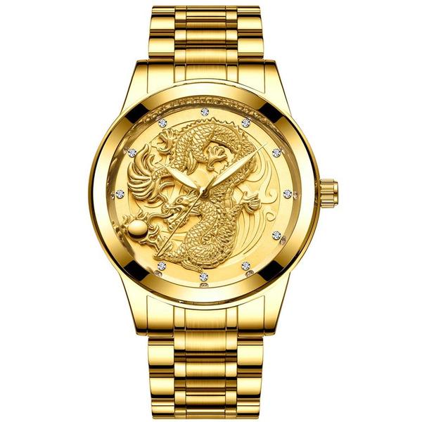 

LongFeng Couple Table Luminous Gold Color Quartz Ultra-thin Steel Belt Watch Men s watch Wrist Party decoration Business Watch g Dragon золотий