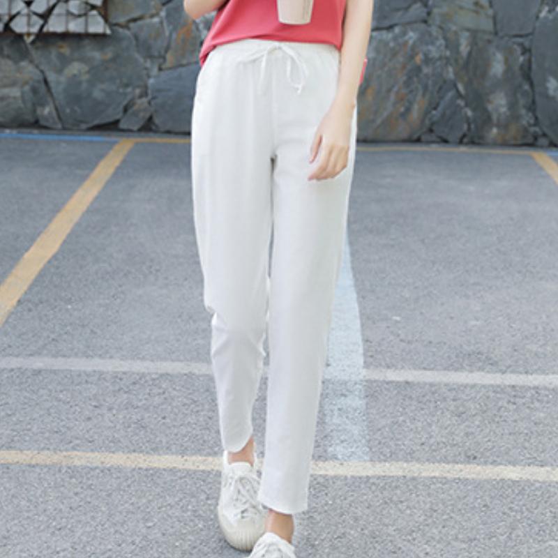 Spodnie bawełniane 9-kolorowe, długość 9/10, wiosna-lato, slim, proste, luźne, casualowe, damskie, jednokolorowe, haremki