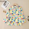 ZANZEA Women Casual Colorful Polk Dot Print Loose 3/4 Sleeve Blouse