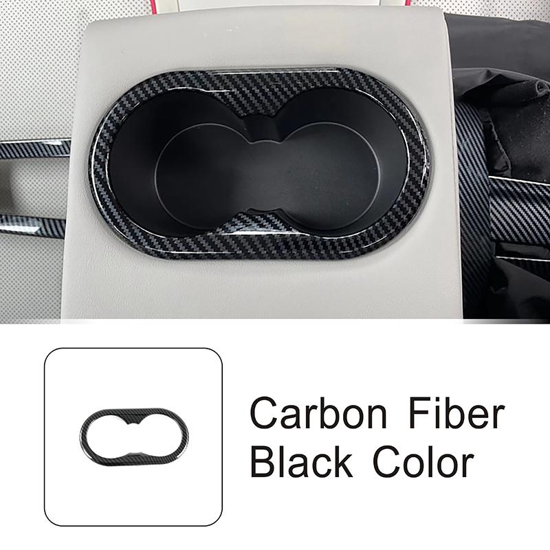 Car Styling Rear Water Cup Holder Frame Decoration Cover Trim For BYD Qin PLUS Carbon Fiber Color Interior Accessories 1 piece