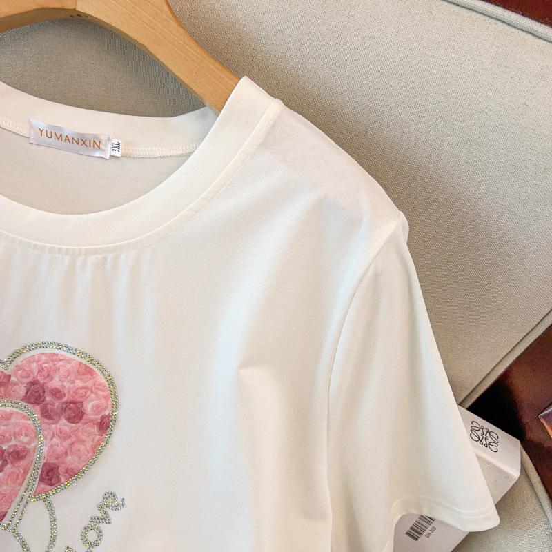 Plus Size Loose Mid-Length Short-Sleeve T-Shirt for Women (200-350 Jin)