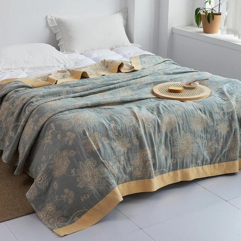Japanese Throw Blanket Cotton Gauze Towel Four Seasons Bedspread Soft Leisure Blanket Single Double Dormitory Home Sofa Cover