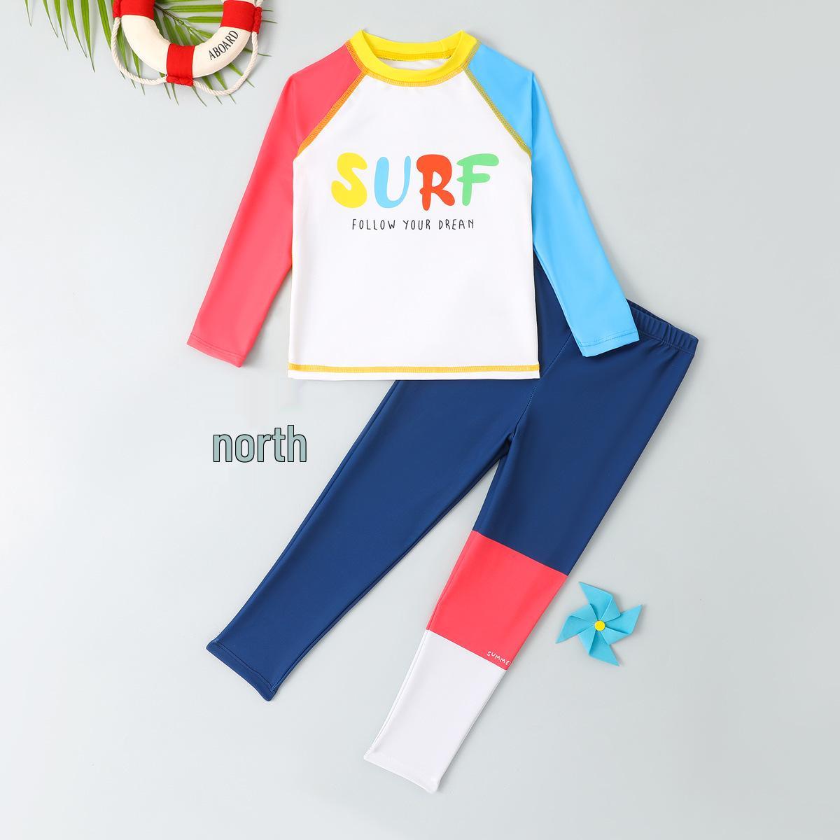 

Купальник для мальчиков с длинными рукавами и принтом букв, с длинными брюками (2024) 6 Years