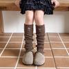 Girls Socks Spring And Autumn Embroidery Bow Calf Socks Solid Color Retro Knitted Wool Warm Pile