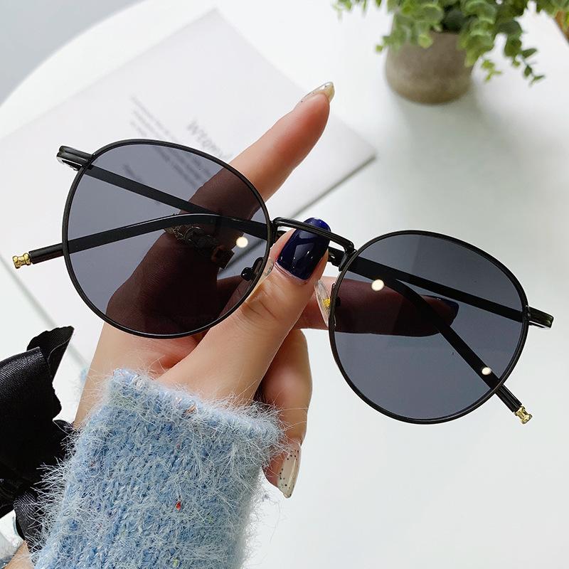 Metal Sunglasses Men'S Retro Small Oval Glasses Frame Prince Sunglasses Trendy Women'S Sunglasses