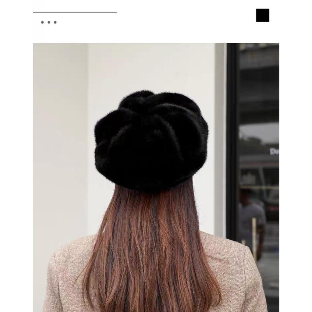 Damen Winter Warme Plüsch Baskenmütze - Weiches Achteckiges Wolkendesign, Leicht und Bequem, Pelz Eimerhut, Damen Baskenmütze, Damen Wintermütze